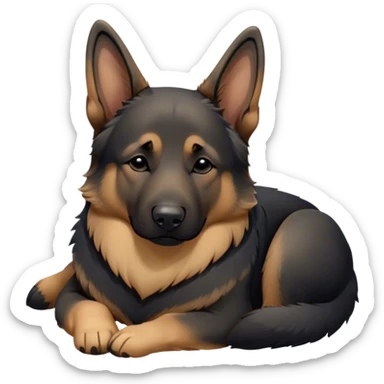 Cinematic Chubby Sleeping German Shepherd Portrait Emoji, Chubby and serene, with a round, unexpectedly soft build and a dense, glossy coat of tan and black, eyes gently closed in peaceful slumber, Simplified yet irresistibly endearing features, highly detailed, glowing with a gentle, drowsy glow, high shine, relaxed and content, stylized with a touch of whimsy, bright and heartwarming, soft glowing outline, capturing the essence of a loyal guardian in a comically sleepy state, so adorable it feels like it could roll out of the screen and snore with charming might! sticker