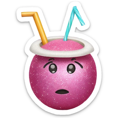 Pink coconut with juice and glitter  sticker