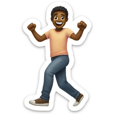 Smiling and blushing with feet kicking behind it sticker