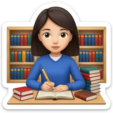 dark hair light skin girl with long hair studying for medical school exam  sticker