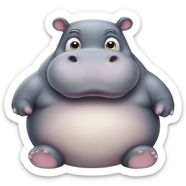 really fat obese but cute hippo sticker