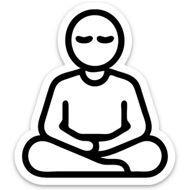 minimalist icon of a person meditating or sitting with eyes closed, symbolizing focus time, clean and simple design sticker