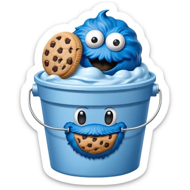 Bucket of cookie monster flavored ice cream sticker