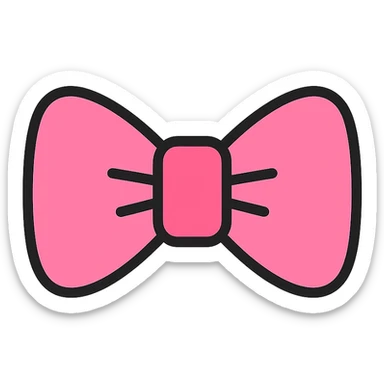 cute pink bow tie icon with color outline and black outlines sticker
