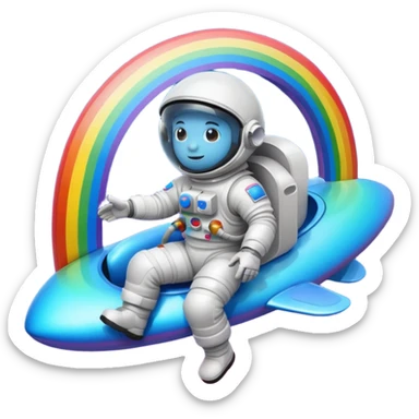Helmet Astronaut riding rainbow sticker