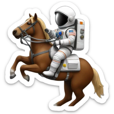 Astronaut with helmet shut riding a wild horse sticker