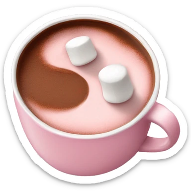 Light Pink mug of hot chocolate with marshmallows  sticker