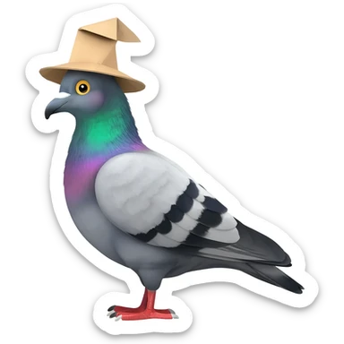 Pigeon avec un chapeau en papier sticker