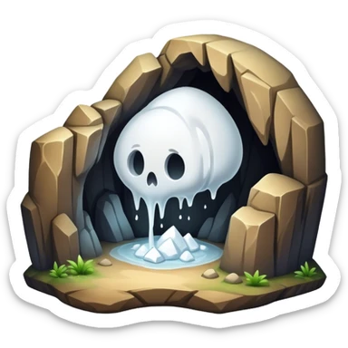 Cave with white substance sticker