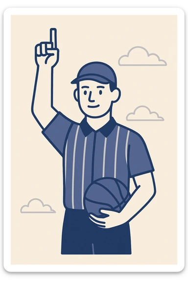 basketball referee signaling a technical foul, calm facial expression, modern cartoon style sticker