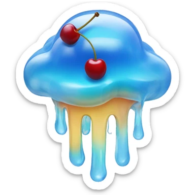 Blue sky jelly with a cherry on top and clouds sticker