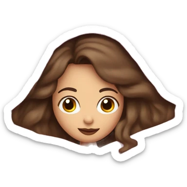 Brunette caucasian woman with pink lips cuddled in a big blanket sticker