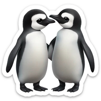 Two baby penguins holding hands sticker