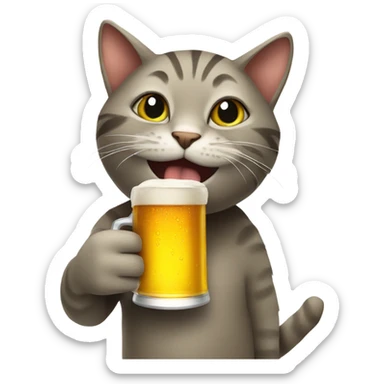 A cat holding a beer sticker