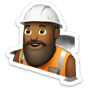 construction worker with a beard in bulldozer from bird perspective sticker