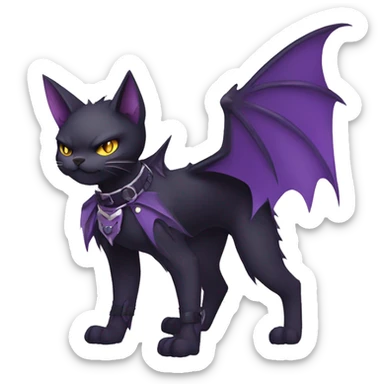 cool edgy black punk Purple nargacuga-bat-cat-Fakemon collar full body sticker