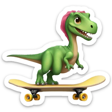 Dinosaur wearing a tutu on a skateboard  sticker