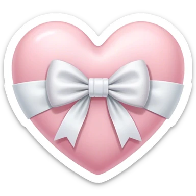 Pastel pink heart with white bow sticker