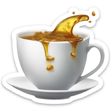  tea spilling out of a tilted teacup sticker