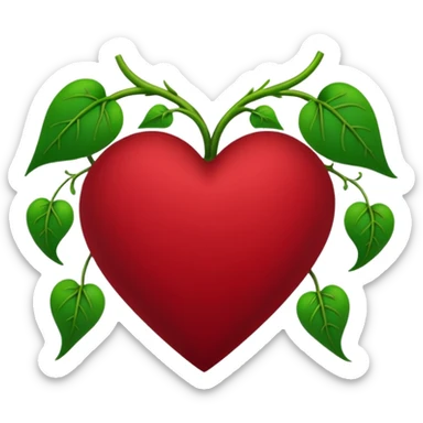 dark red heart with vines sticker