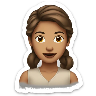Beautiful woman with tan skin brown hair, brown eyes sticking her tongue out sticker