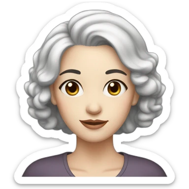 40 years old Woman, white pale skin, grey hair, big black eyes sticker