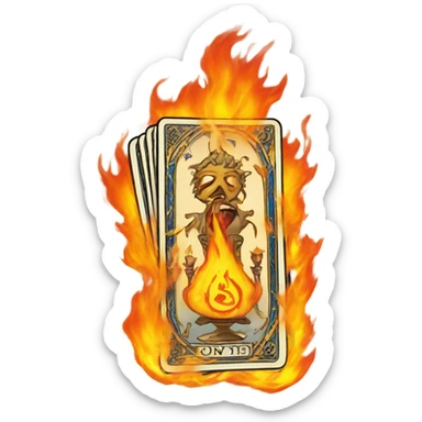 tarot cards in fire sticker