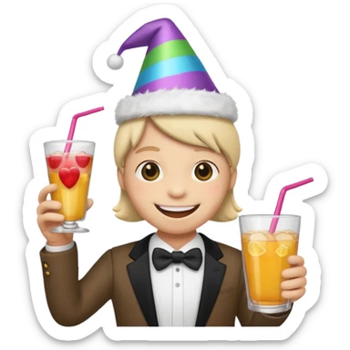 a plushie partying sticker