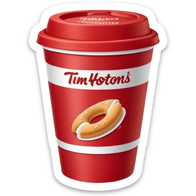 Tim Hortons coffee, it should be red cup with white write writing " Tim Hortons" and a White lid sticker