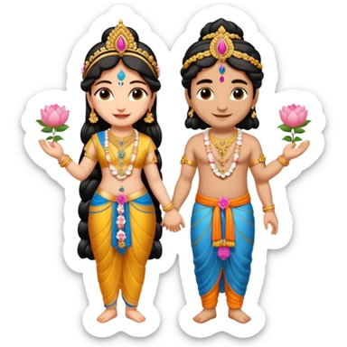 Krishna and Radha cute standing together with fuet sticker