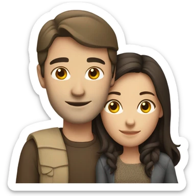 caucasian brunette couple hugging  sticker