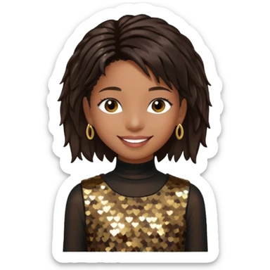 Willow Smith with long dark brown hair, dark brown sequin outfit sticker