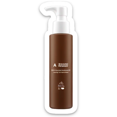 slim and tall brown oil cleanser bottle with white label and white pump sticker