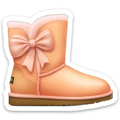 Realistic pair of peach color Ugg fur boots with bows. sticker
