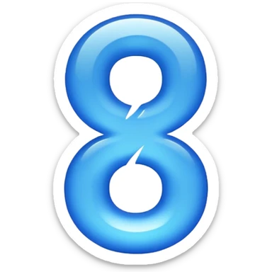 The number 67 in blue, shiny and big sticker