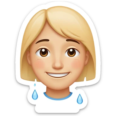 face with a smile but with tears streaming down, hiding sadness behind a happy face sticker