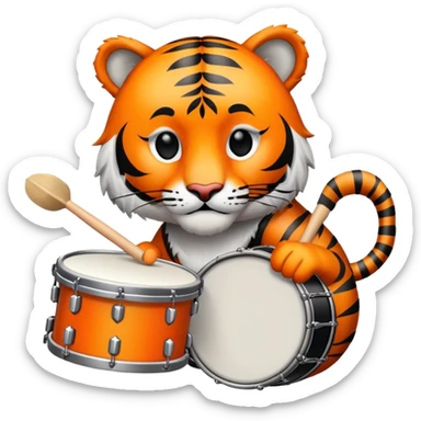 Tiger playing drums  sticker