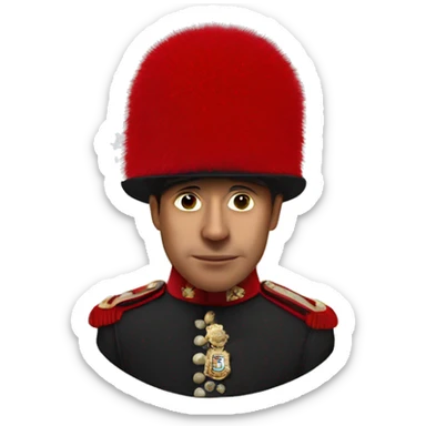 Photorealistic The British red Guardsman with bearskin hat sticker