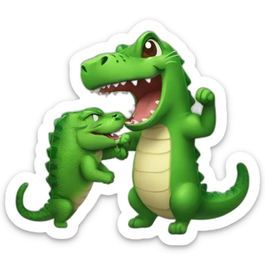cat punching alligator sticker