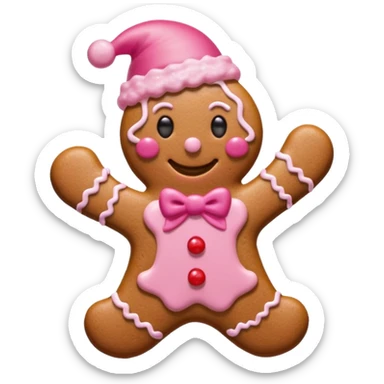 christmas gingerbread pink and red sticker