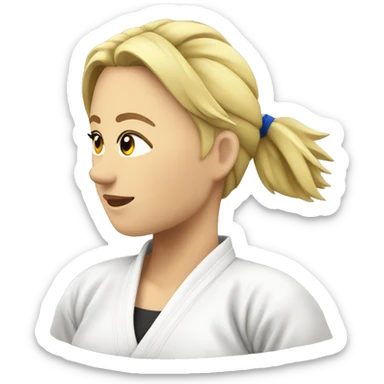 female judo athlete, blonde. total side profile sticker