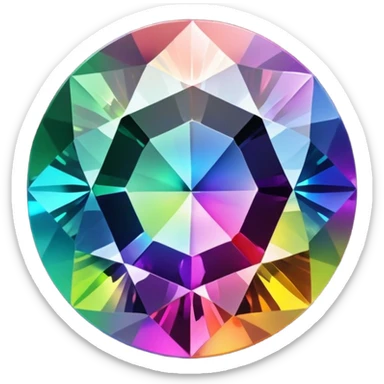 round cut rainbow gemstone with all colors of the spectrum shining through sticker