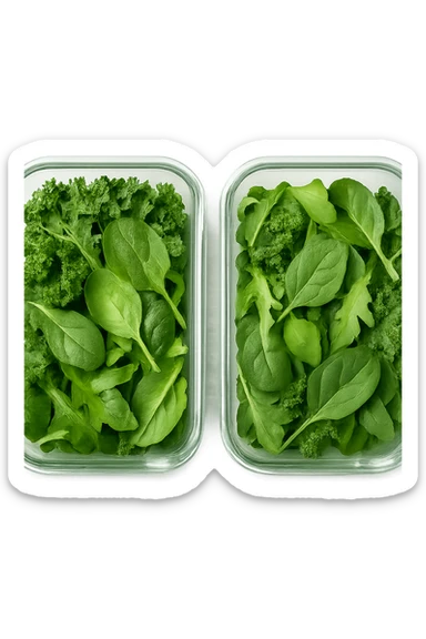 verdure tagliate e sistemate in due schiscette di vetro viste dall'alto, iperrealistico 4k sticker