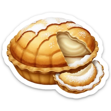 Half-clam shaped baked desert sticker