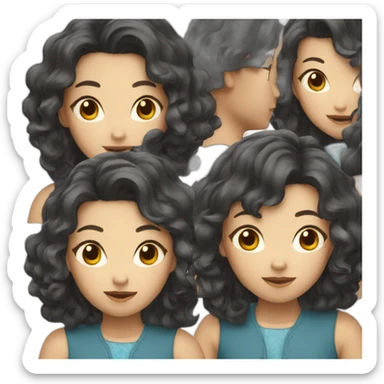 asian girl with wavy hair sticker