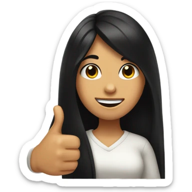 a girl with long black hair thumbs up sticker