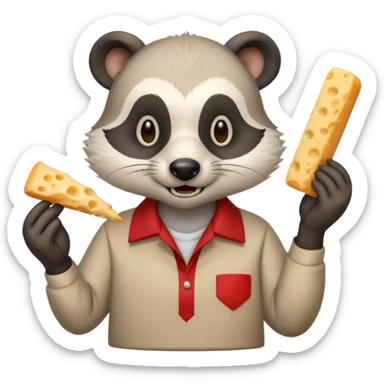 A realistic mad badger bowling while eating cheese sticks sticker