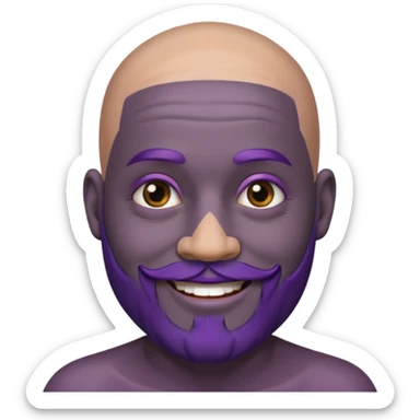 bald purple bearded man with black face tattoo sticker
