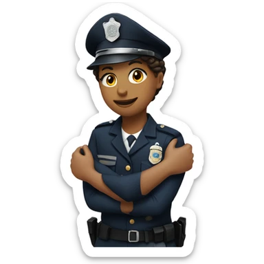 officer and girl hugging sticker
