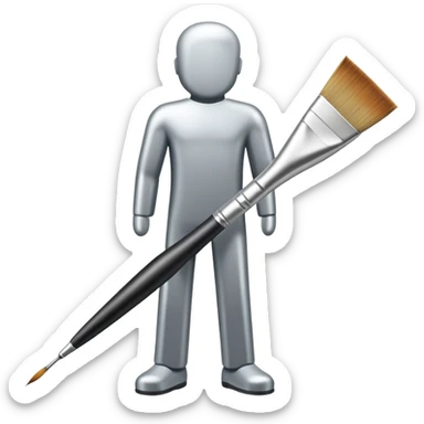 A paintbrush that transforms into a human silhouette, symbol of artistic identity sticker